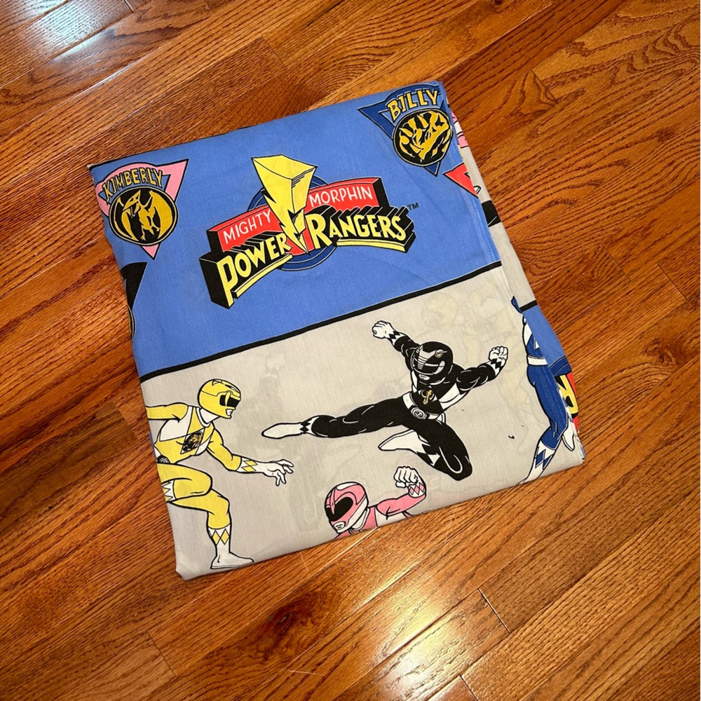 Vintage POWER RANGERS Twin Flat Sheet Sweet Find!!